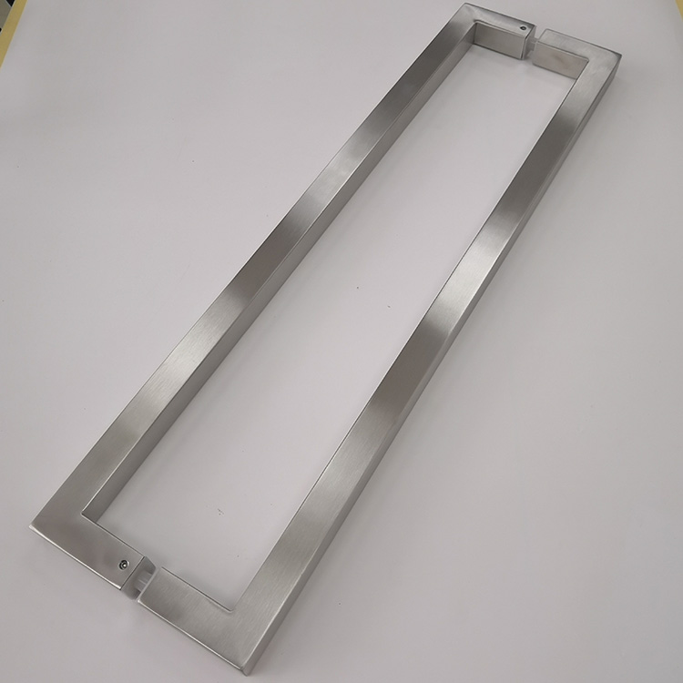 Manija de puerta de vidrio de acero inoxidable comercial al por mayor de tubo cuadrado de plata SSS