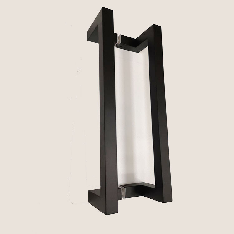 Tirador de puerta de vidrio de acero inoxidable cuadrado negro