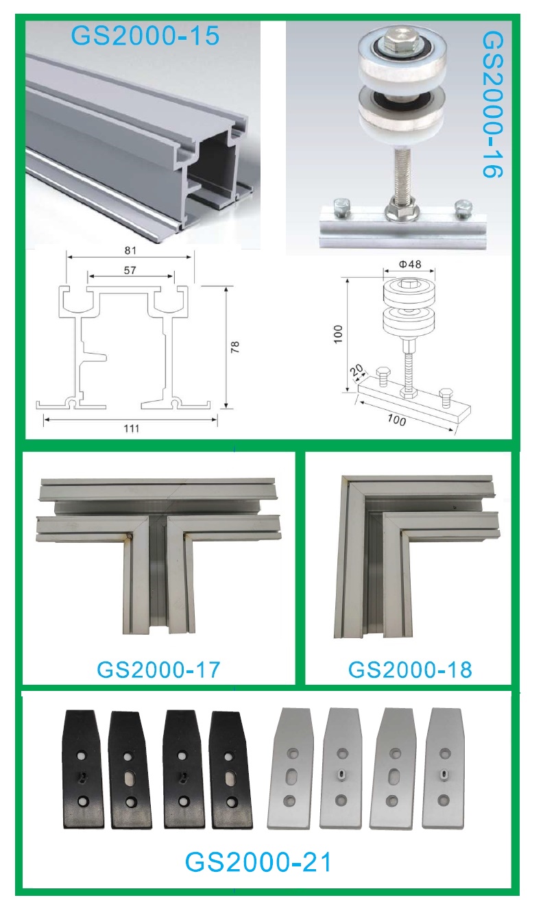 Puerta plegable de aluminio BI 3 lados Codo de codo correneciente puerta plegable puerta de vidrio aluminio T pista de extrusión